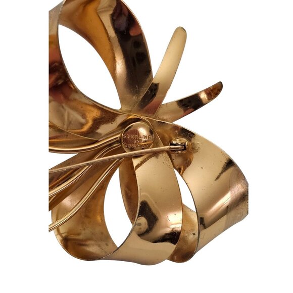 Sterling By Jordan Uranium Glass Rhinestone Flower Brooch Gold Vermeil Pin, L957 - Picture 6 of 11